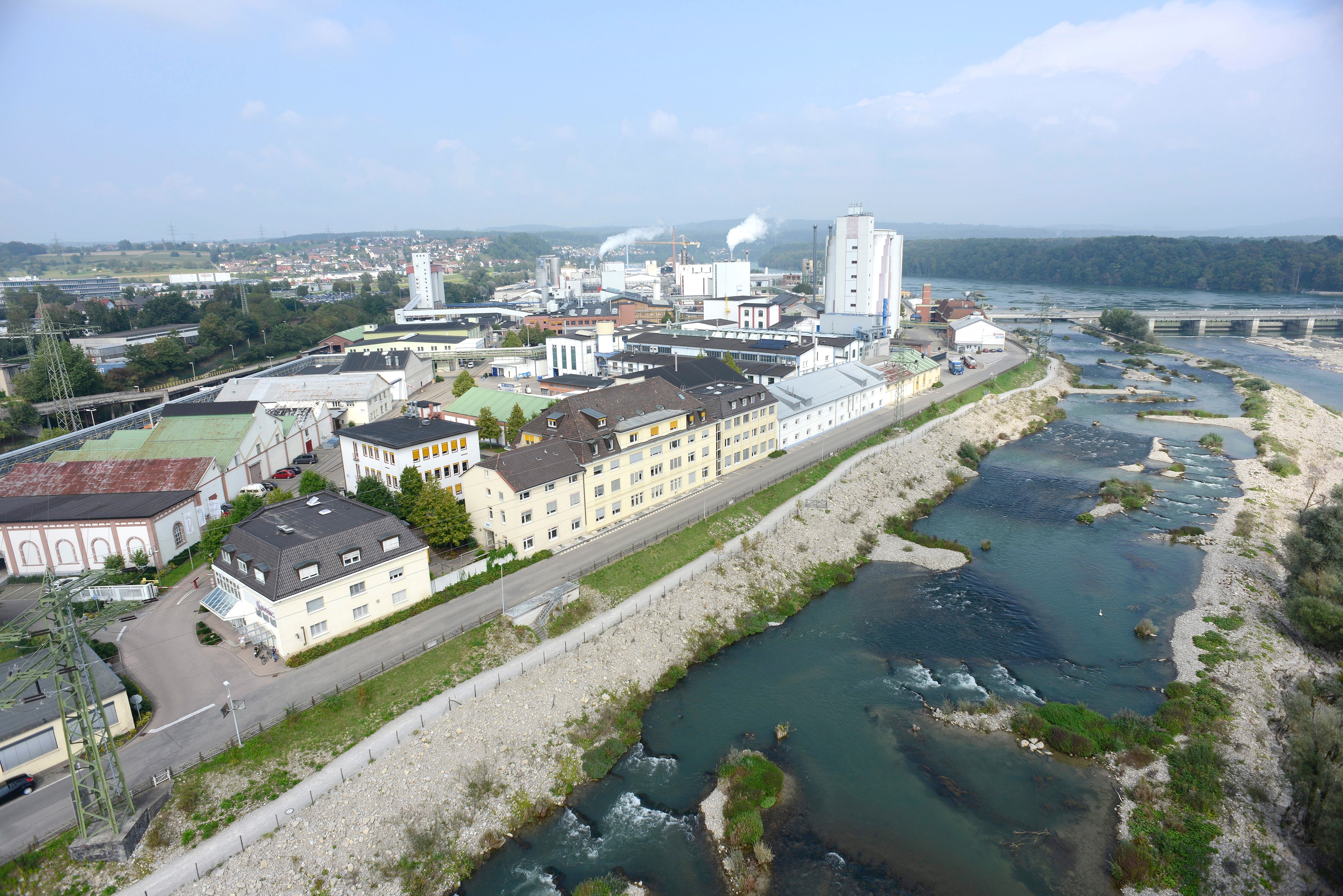 Luftaufnahme des Evonik-Standorts in Rheinfelden - nördlicher Teil. (Foto: Evonik)