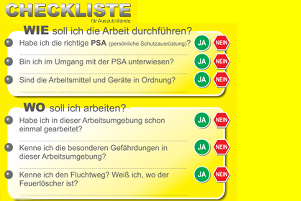 Checkliste Teil 1: Mehr Sicherheit für Auszubildende