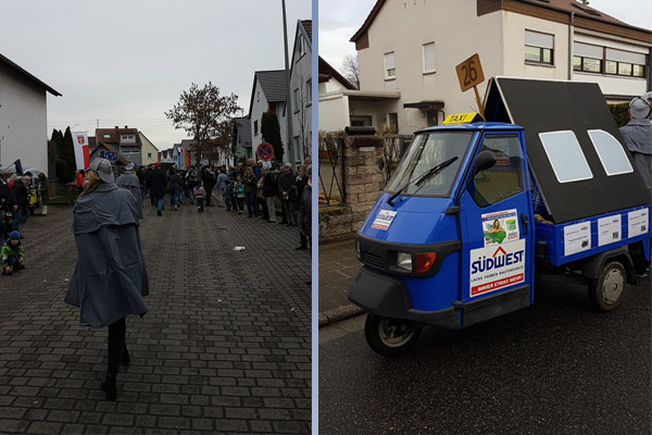 Natürlich blieben die Azubis stilecht: Sogar ihr Südwest-Lastendreirad verkleideten sie als Londoner Taxi. (Foto: Südwest)